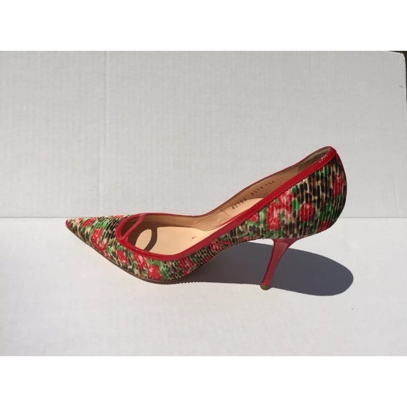 Casadei (Size 7.5 B) Red Green Satin Heel Pump EUC - Picture 5 of 7